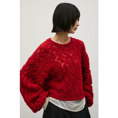 ローゲージスラブヤーンニット RED｜詳細画像