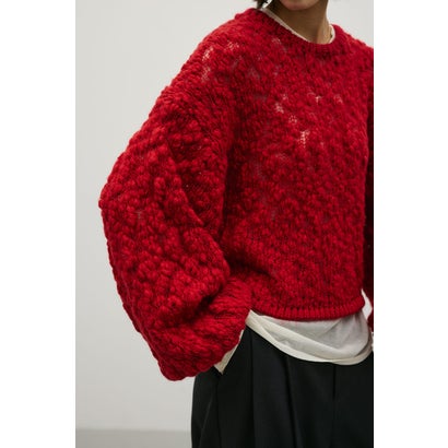 ローゲージスラブヤーンニット RED｜詳細画像