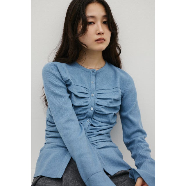 フロントギャザーニットトップ BLU