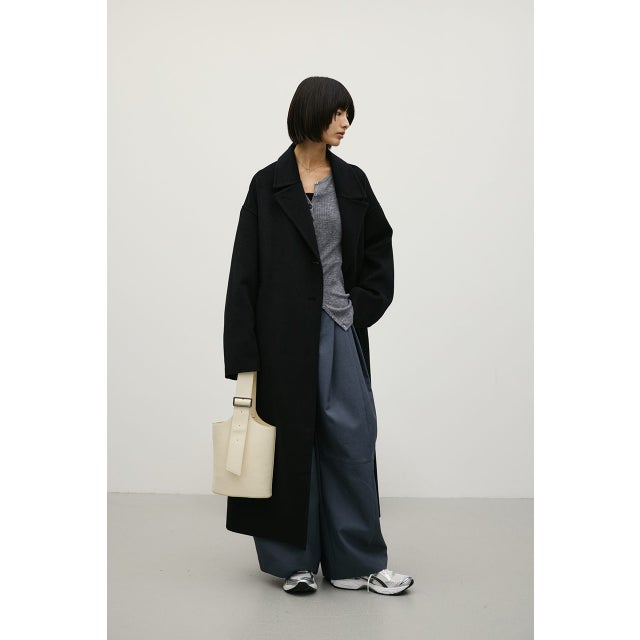ウールリバーロングコート BLK
