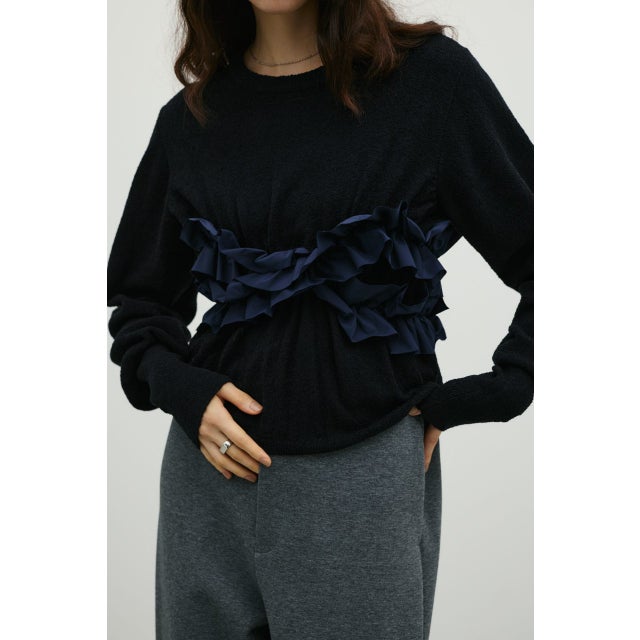 フリルコンビネーションニット BLK