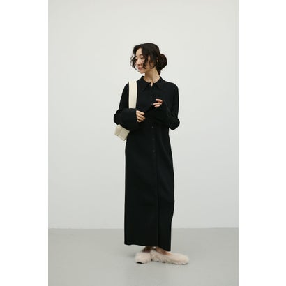 ベルスリーブナローニットワンピース BLK｜詳細画像