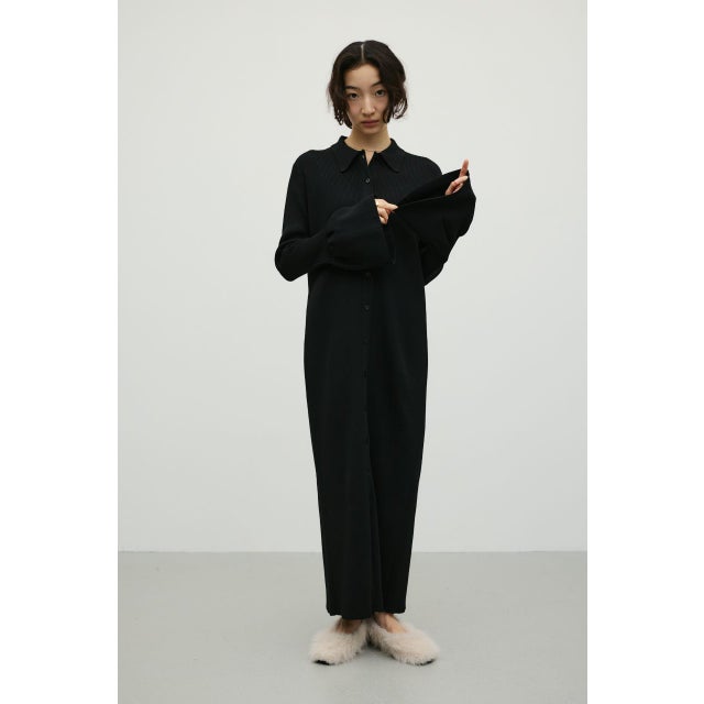 ベルスリーブナローニットワンピース BLK