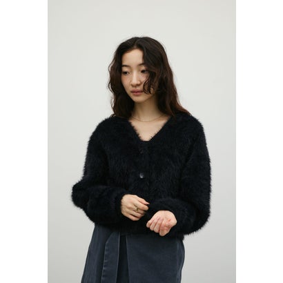 ダブルフェイスシャギーカーディガン BLK｜詳細画像