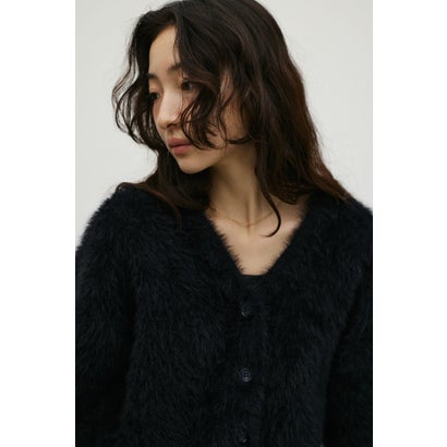 ダブルフェイスシャギーカーディガン BLK｜詳細画像
