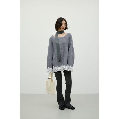 バックスリットニットパンツ GRY｜詳細画像