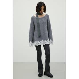バックスリットニットパンツ GRY