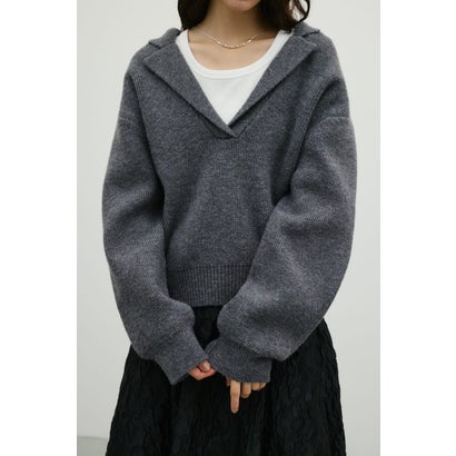 テーラーカラーニットトップ GRY｜詳細画像
