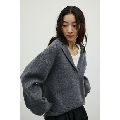 テーラーカラーニットトップ GRY｜詳細画像