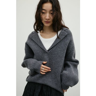 テーラーカラーニットトップ GRY｜詳細画像