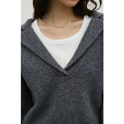 テーラーカラーニットトップ GRY｜詳細画像