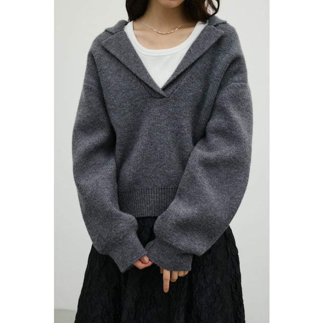 テーラーカラーニットトップ GRY