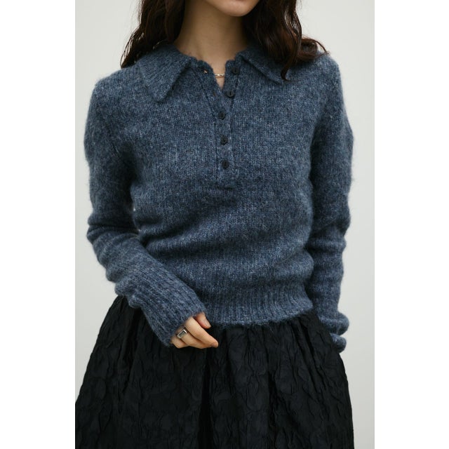 シャギーニットポロ GRY