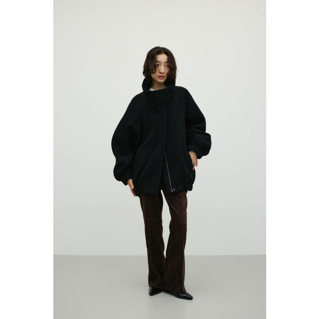 ウールZIPミディコート BLK