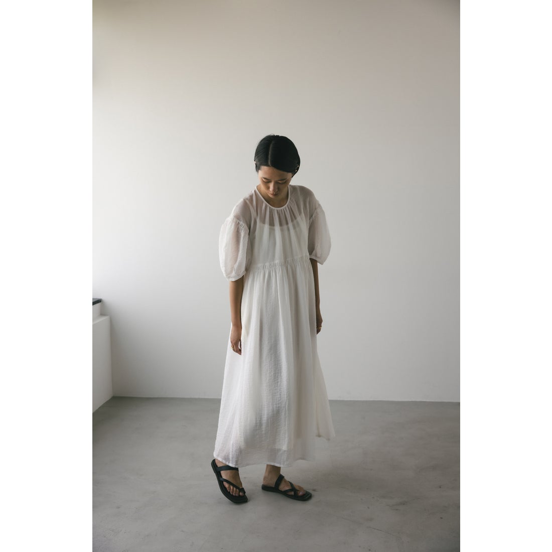 STYLEMIXER シアーシャーリングギャザーワンピース MINT -ファッション 
