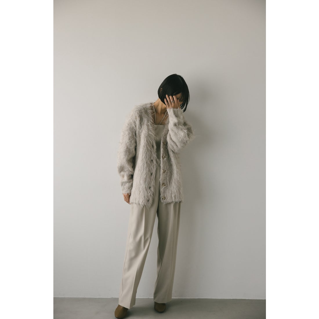 STYLEMIXER ヘアリーカールニットカーデ IVOY3 -靴＆ファッション通販 