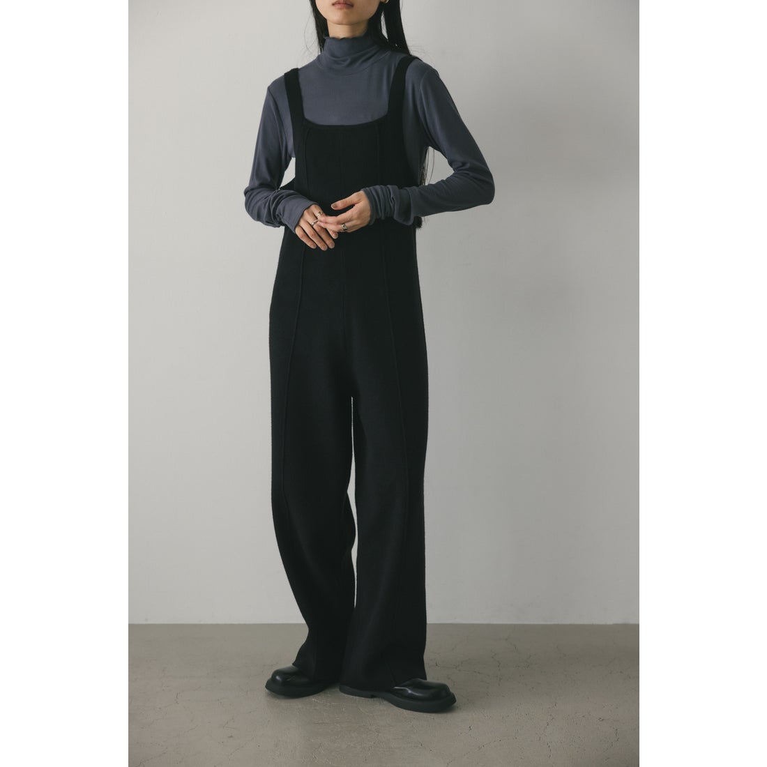 STYLEMIXER リラックスニットロンパース BLK -靴＆ファッション通販 