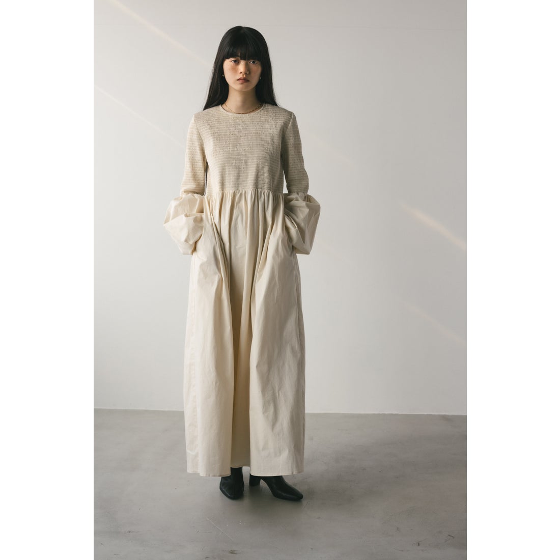 Stylemixer シャーリング スタイルミキサー ギャザー ワンピース 黒