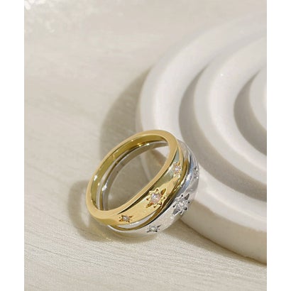 Star Engraved Ring / スター彫りビジューメタルリング （シルバー）｜詳細画像