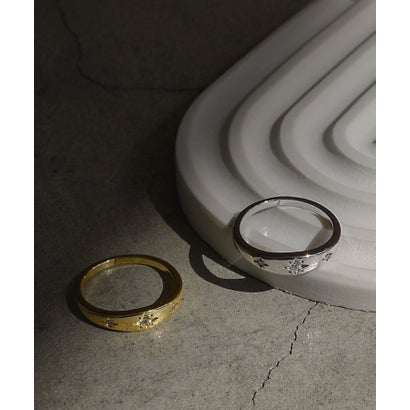 Star Engraved Ring / スター彫りビジューメタルリング （シルバー）｜詳細画像