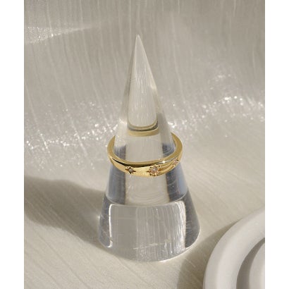 Star Engraved Ring / スター彫りビジューメタルリング （ゴールド）｜詳細画像