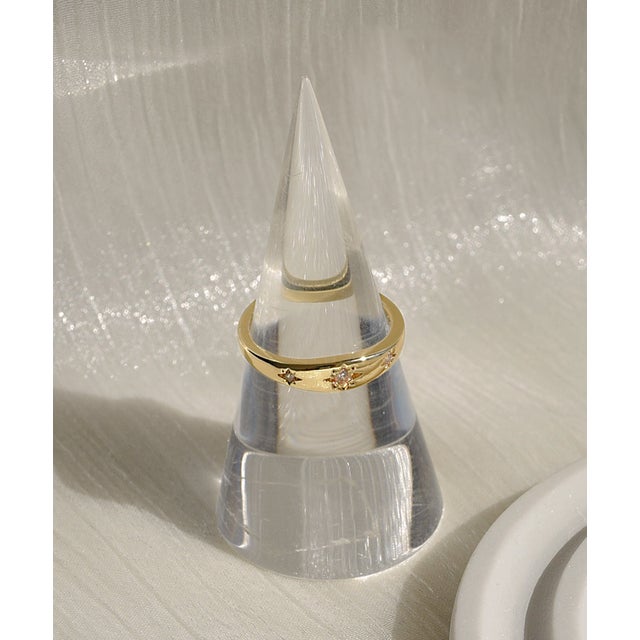 Star Engraved Ring / スター彫りビジューメタルリング （ゴールド）