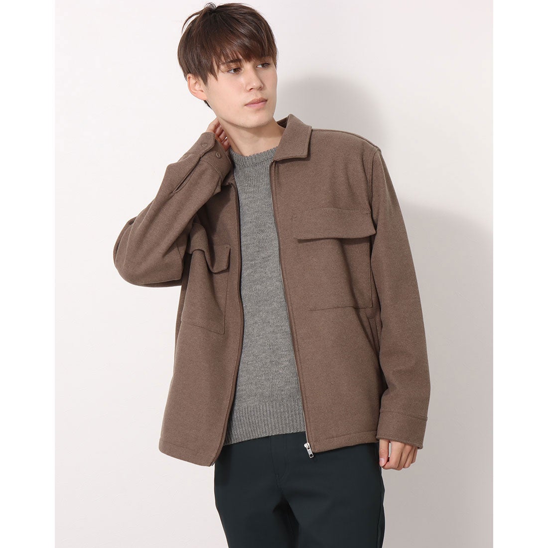 スタイルブロック STYLEBLOCK フェイクウールZIPスウィングトップ