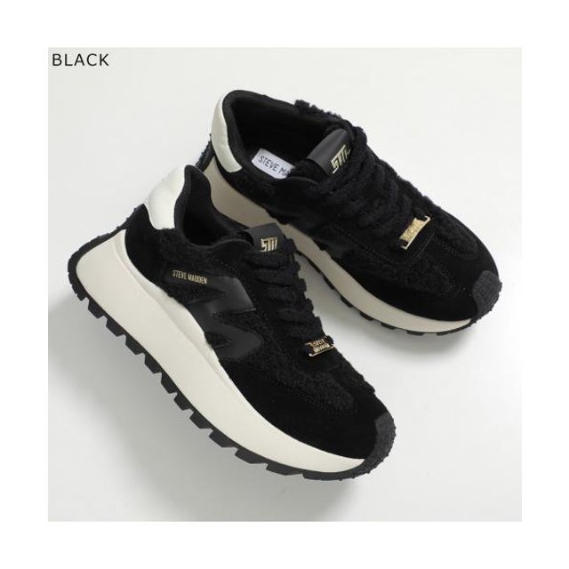 スニーカー SUPERCAMPO-F スエード ファー 厚底 （BLACK/ブラック）