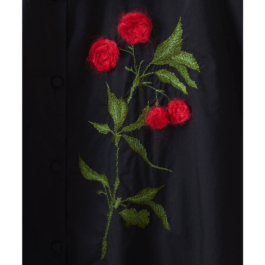 シビラ Sybilla モヘアフラワー刺繍シャツ （ブラック 