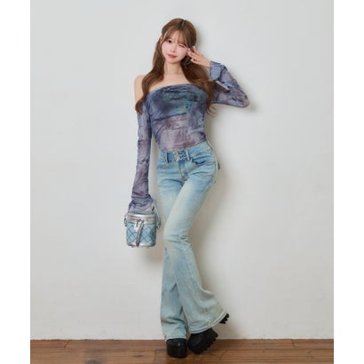ティカ Tika ダイヤ ステッチ デニム生地 可愛い キラキラ メタリック 2way 円柱 ハンドバッグ ショルダーバッグ （シルバー×ブルー）｜詳細画像