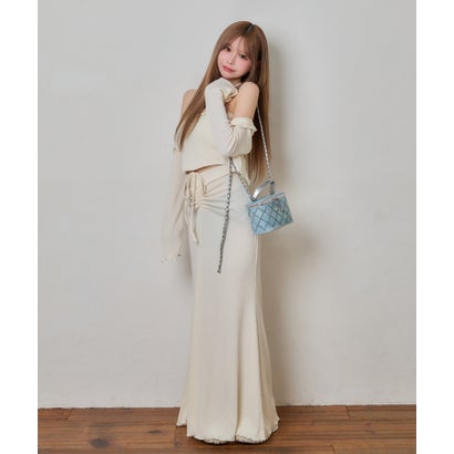 ティカ Tika キルテイング スタッズ装飾 かっこいい キラキラ 2way 長方形 ハンドバッグ ショルダーバッグ （ライトブルー）｜詳細画像