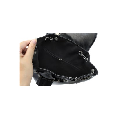 ティカ Tika キルティング フェイクレザー ハート チェーンストラップ ひねり金具 ミニリュック （ブラック）｜詳細画像
