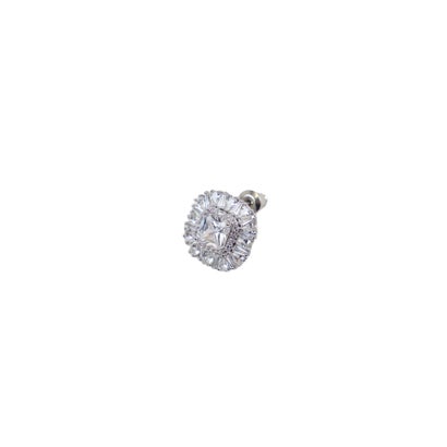アクセサリー スクエアビジューネックレス×ピアス2点セット （シルバー）｜詳細画像