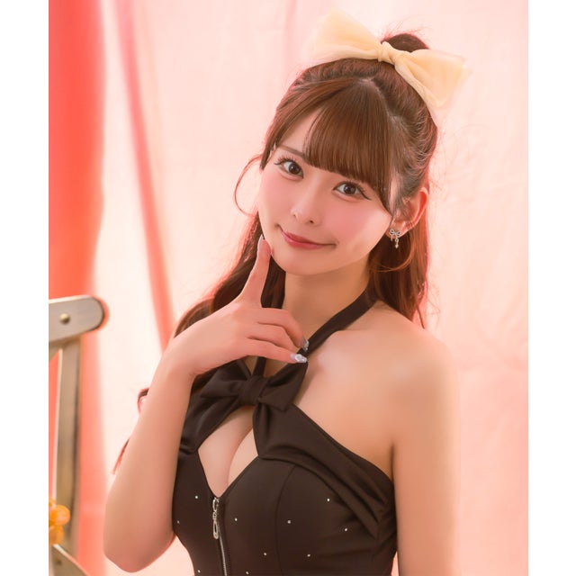 キャバドレス ミニドレス ワンピース ノースリーブ タイトミニスカート ホルターネック 谷間魅せ リボン ドットビジュー ファスナー チュール （ブラック）