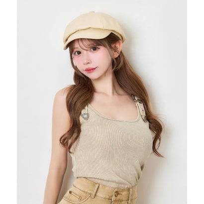ティカ Tika フェイクレザー シンプル 丸み 可愛い ガーリー ギャザーキャスケット （アイボリー）｜詳細画像