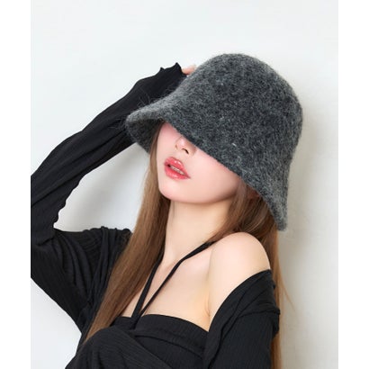 ティカ Tika ボア素材 ふわふわ 可愛い ガーリー 丸みフォルム 深め バケットハット （ダークグレー）｜詳細画像