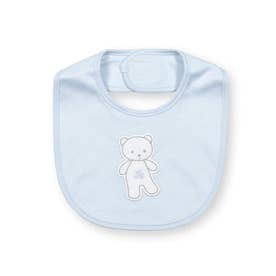 【日本製】クマパッチ刺しゅうスタイ【返品不可商品】 （ブルー）