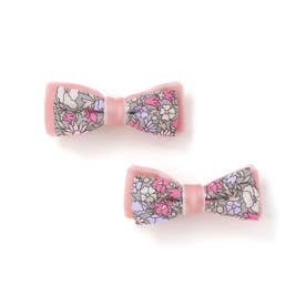 【お揃い】リバティプリント（PETAL & DAISY）ベロアリボン ヘアクリッ （ピンク系）