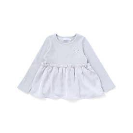 ペプラムテレコ長袖Tシャツ(90~140cm) （ブルー）