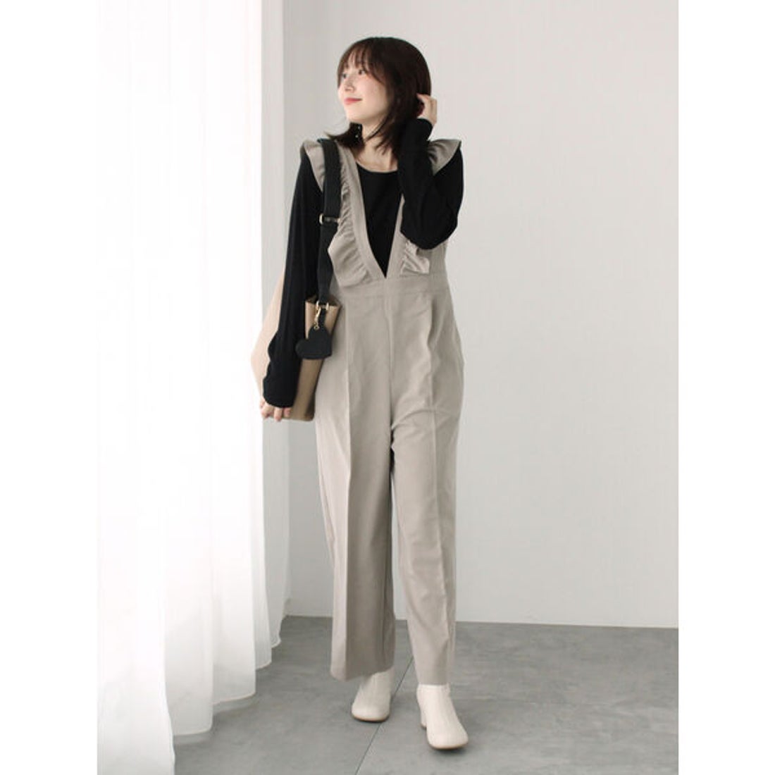 テチチ テラス Te chichi TERRASSE フリルサロペット （モカ 