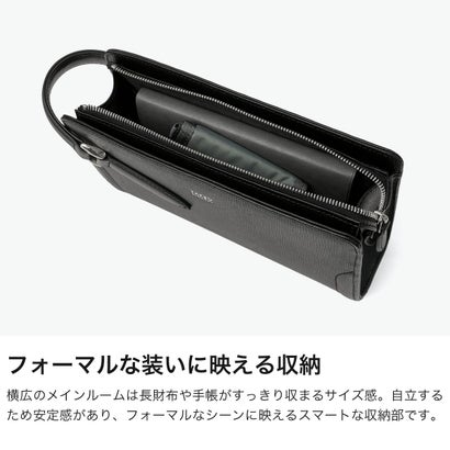 タケオキクチ TAKEO KIKUCHI クラッチバッグ メンズ 本革 カジュアル ブランド 冠婚葬祭 クラッチ 小さめ 大人 上品 牛革 フォーマル シンプル セカンドバッグ スパーダ レザーメンズバッグ スモール 724211 （クロ）｜詳細画像