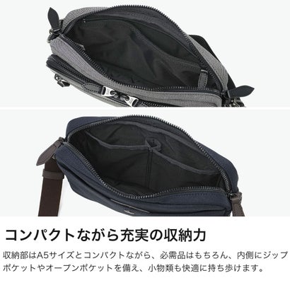 ショルダーバッグ メンズ ブランド 肩掛け 撥水 日本製 おしゃれ コンパクト 大人 バッグ ファスナー付き かっこいい 横型 A5 クエスト ミニショルダーバッグ 786101 （クロ）｜詳細画像