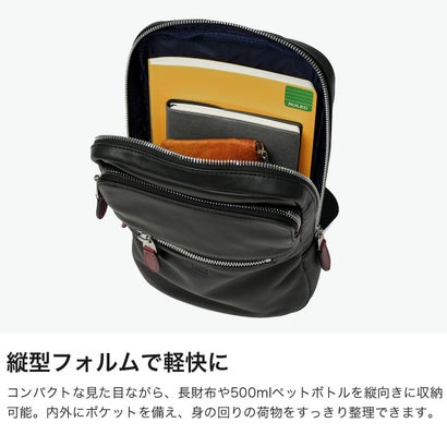 ボディバッグ メンズ レディース ブランド 本革 イタリアンレザー ワンショルダー 肩かけ 斜めがけ 軽い 高級感 大人 お洒落 ロゴ ソバージュ レザーワンショルダーバッグ 717911 （クロ）｜詳細画像