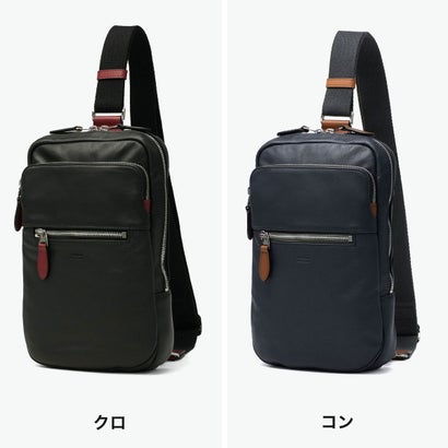 ボディバッグ メンズ レディース ブランド 本革 イタリアンレザー ワンショルダー 肩かけ 斜めがけ 軽い 高級感 大人 お洒落 ロゴ ソバージュ レザーワンショルダーバッグ 717911 （クロ）｜詳細画像