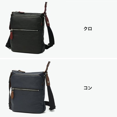 ショルダーバッグ メンズ レディース ブランド 本革 ヌメ革 ミニショルダー 肩かけ 斜めがけ コンパクト 軽い 高級感 大人 ロゴ A5 ソバージュ レザーミニショルダーバッグ 717111 （クロ）｜詳細画像
