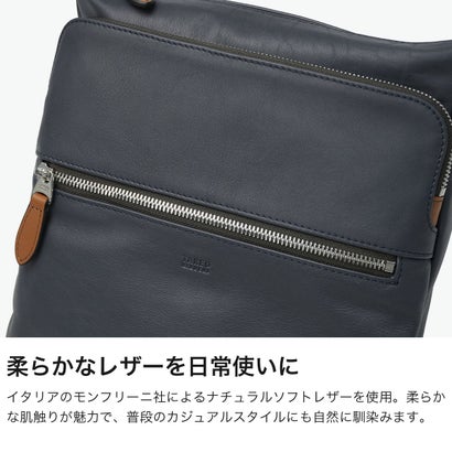 ショルダーバッグ メンズ レディース ブランド 本革 イタリアンレザー ショルダー 肩かけ 斜めがけ コンパクト 軽い 高級感 大人 ロゴ ソバージュ レザーショルダーバッグB5 717112 （クロ）｜詳細画像