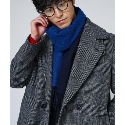 ◆【BOWLER HAT LABEL】リバーシブル ウールカシミヤマフラー （ネイビー(094)）｜詳細画像