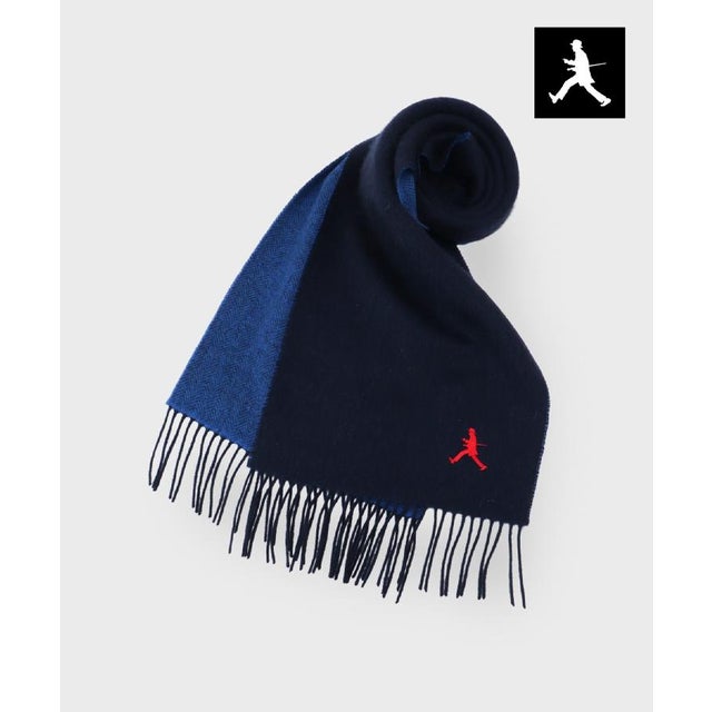 ◆【BOWLER HAT LABEL】リバーシブル ウールカシミヤマフラー （ネイビー(094)）