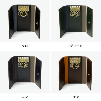 タケオキクチ TAKEO KIKUCHI キーケース メンズ レディース ブランド 鍵入れ 本革 牛革 レザー おしゃれ 軽量 軽い コンパクト スリム 三つ折 折り畳み 鍵 キー 大人 上品 高級感 シンプル 5連 イデア 756603 （グリーン）｜詳細画像