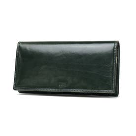 財布 長財布 メンズ レディース ブランド かぶせ 本革 レザー 大人 高級感 おしゃれ シック 上品 小銭入れ 札入れ ファスナー ロゴ イデア かぶせ長財布 756606 （グリーン）